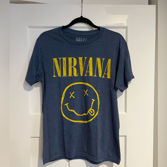 NIRVANA Other - NIRVANA Heather Blue Tee with White Print